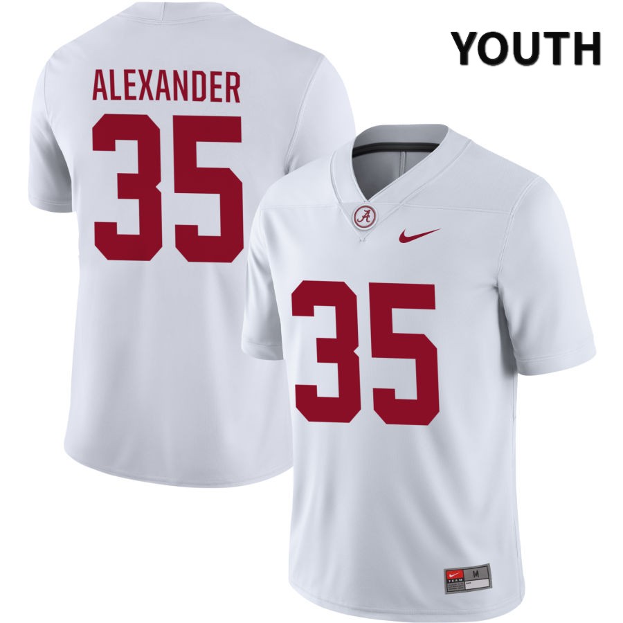 Alabama Crimson Tide Youth Jeremiah Alexander #35 NIL White 2022 NCAA Authentic Stitched College Football Jersey WY16K02RR